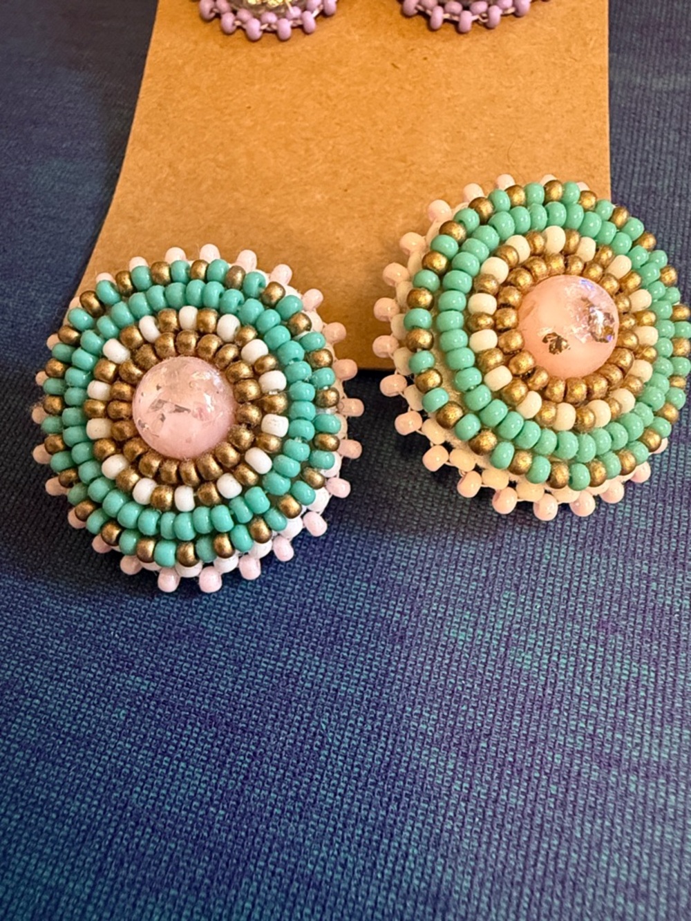 Handcrafted Pink & Turquoise Beaded Earrings